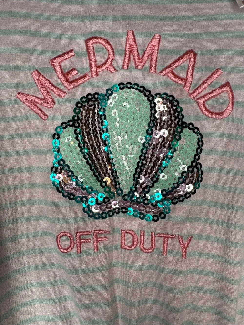 Little Lass Green & Coral Mermaid Tulle Dress-6